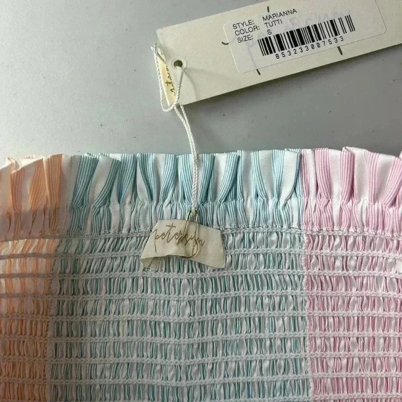 Revolve x Petersyn Marianna Smocked Top Tutti Candy Stripe Festival Fairy S NWT - Picture 4 of 5